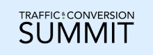 Traffic conversion summit logo on a blue background with "Land in the Inbox".