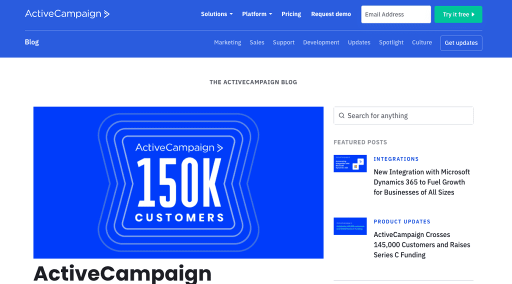 ActiveCampaign Home page