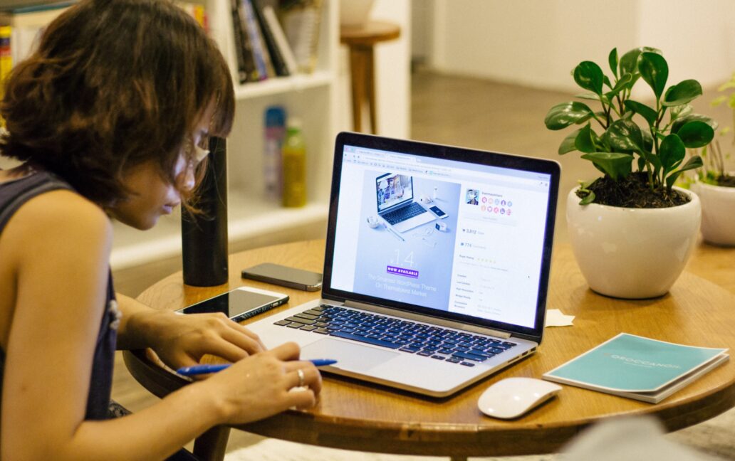 woman working at laptop