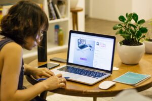 woman working at laptop
