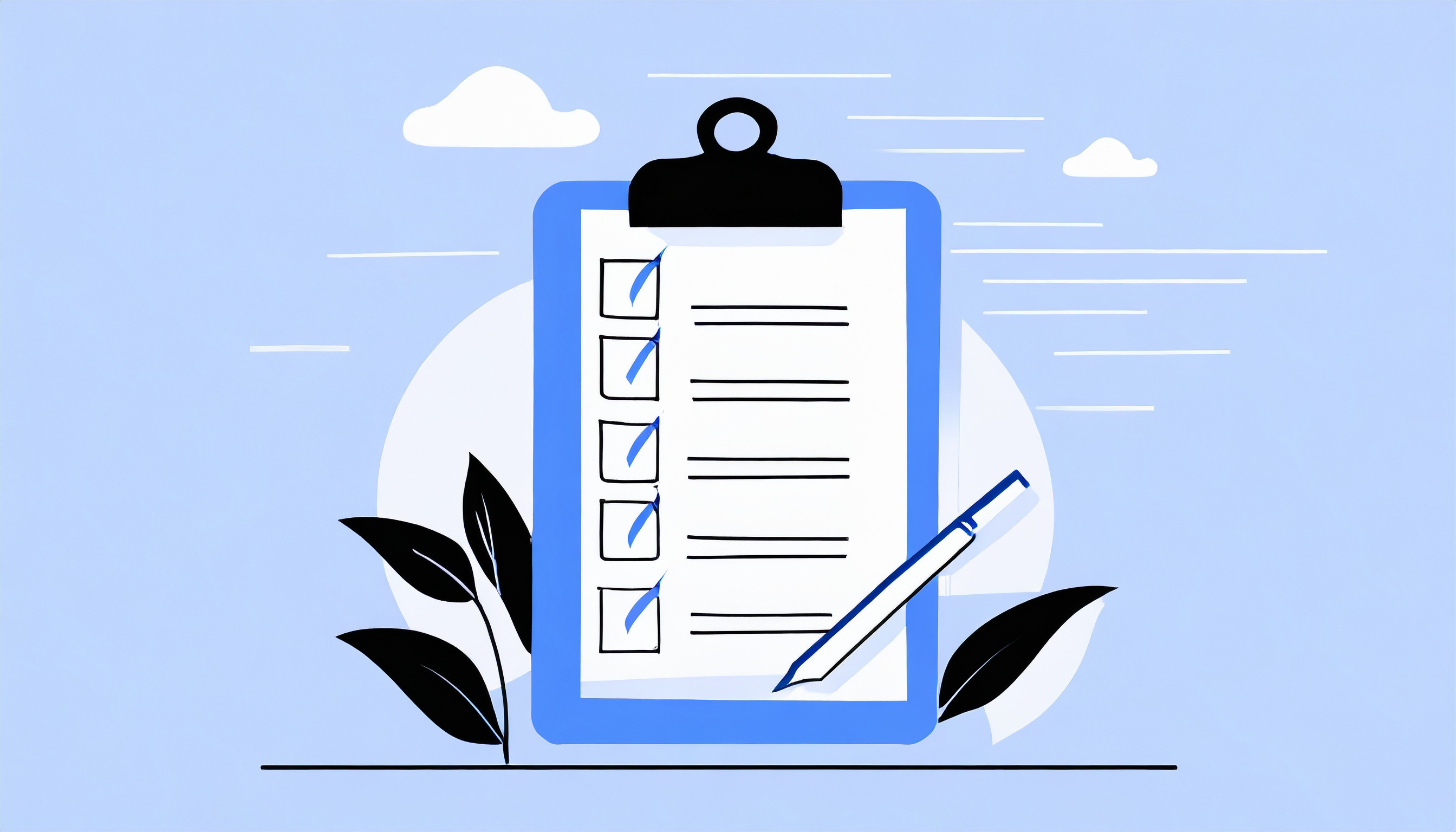 A clipboard with a checklist on it, adhering to Bulk Email Guidelines.