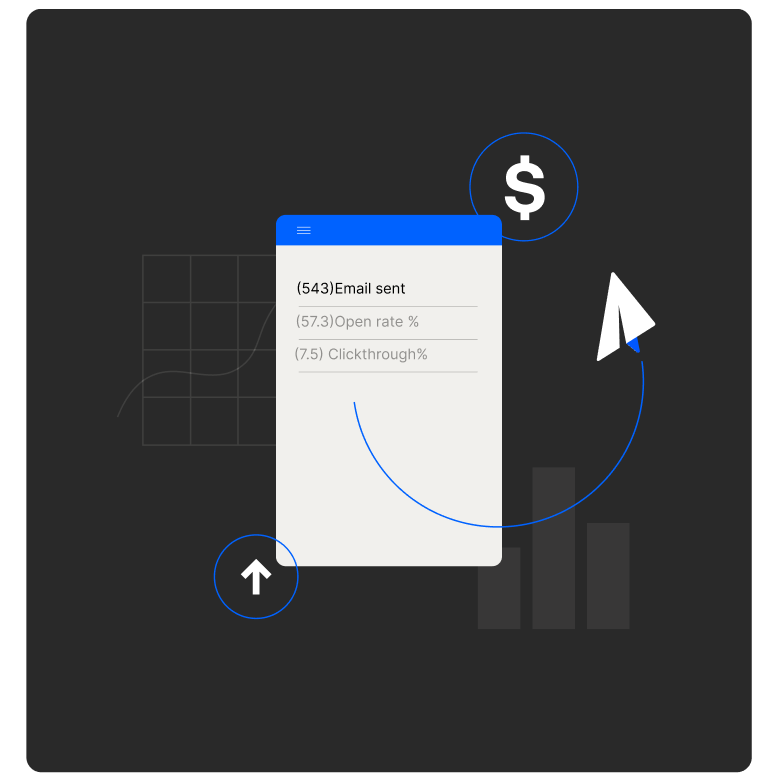 An arrow pointing to a button with a dollar sign on it, representing email deliverability solutions.