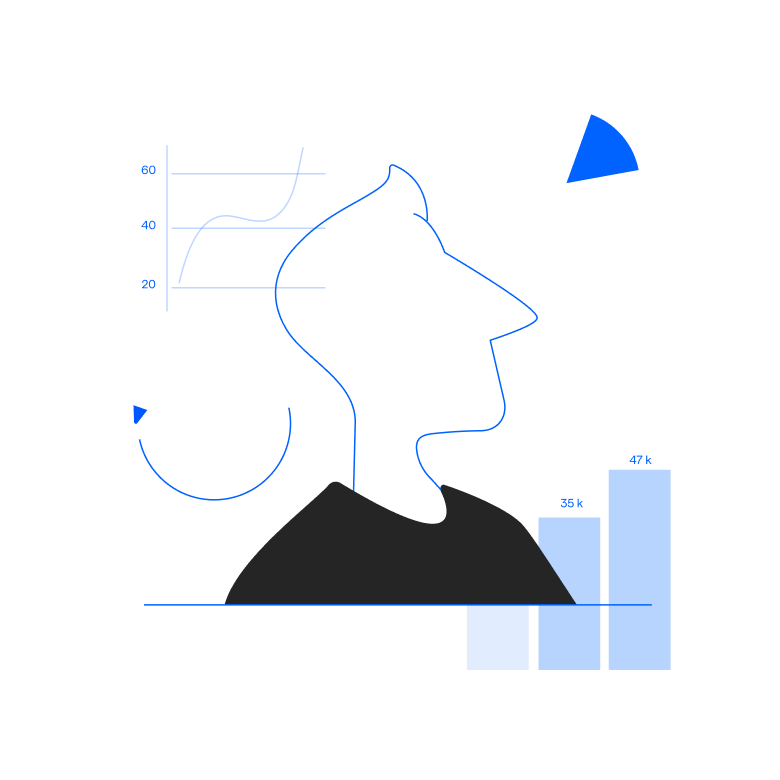 A silhouette of a man with a graph on his head, providing email deliverability solutions.