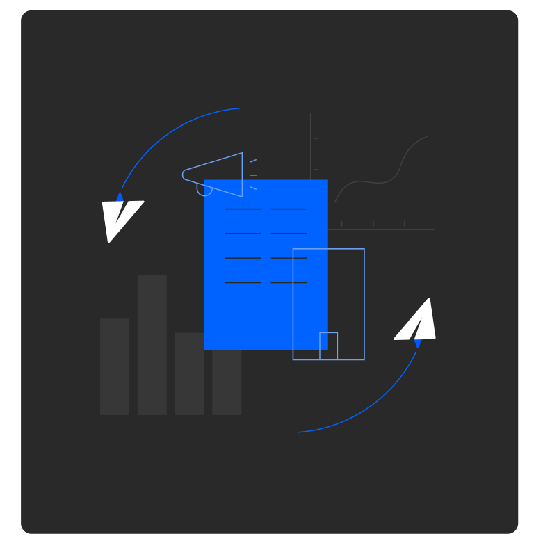 A blue icon with an arrow pointing to a document, symbolizing email deliverability solutions.