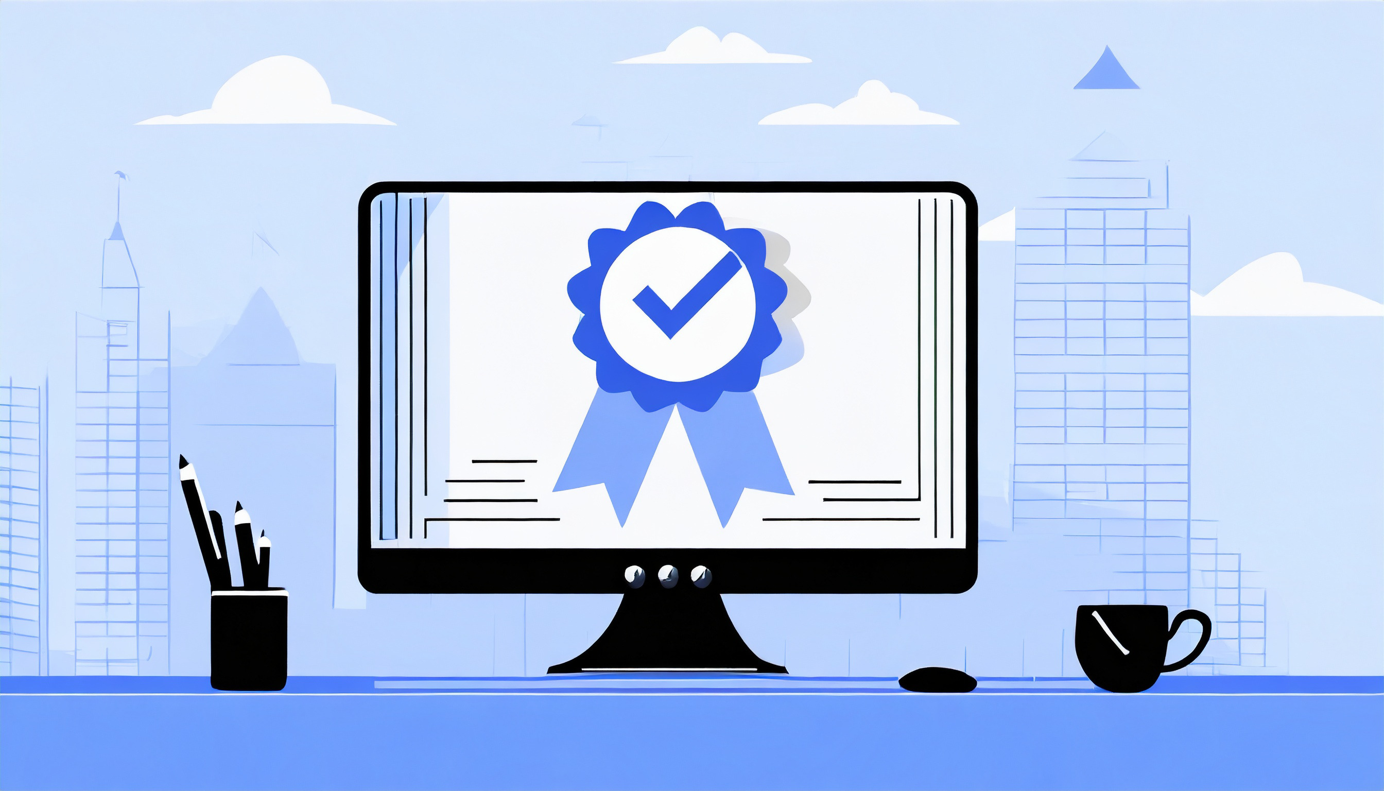 The best computer screen with a blue ribbon, representing one of the top cold outreach tools available.