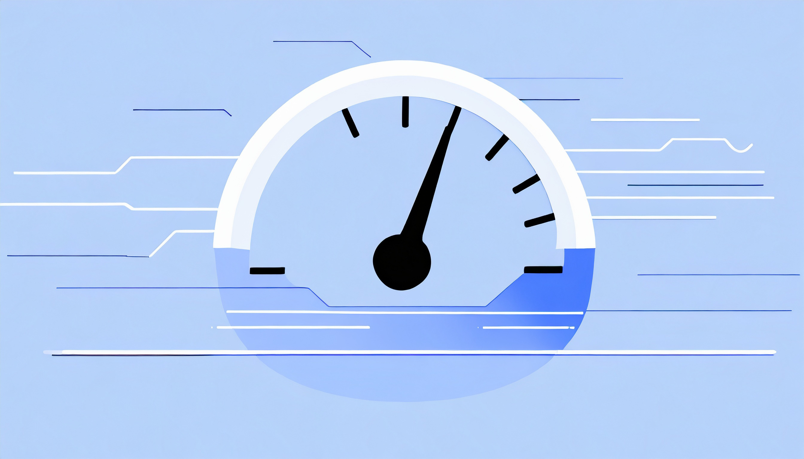 A speedometer showcasing Cold Email Open Rates on a blue background.