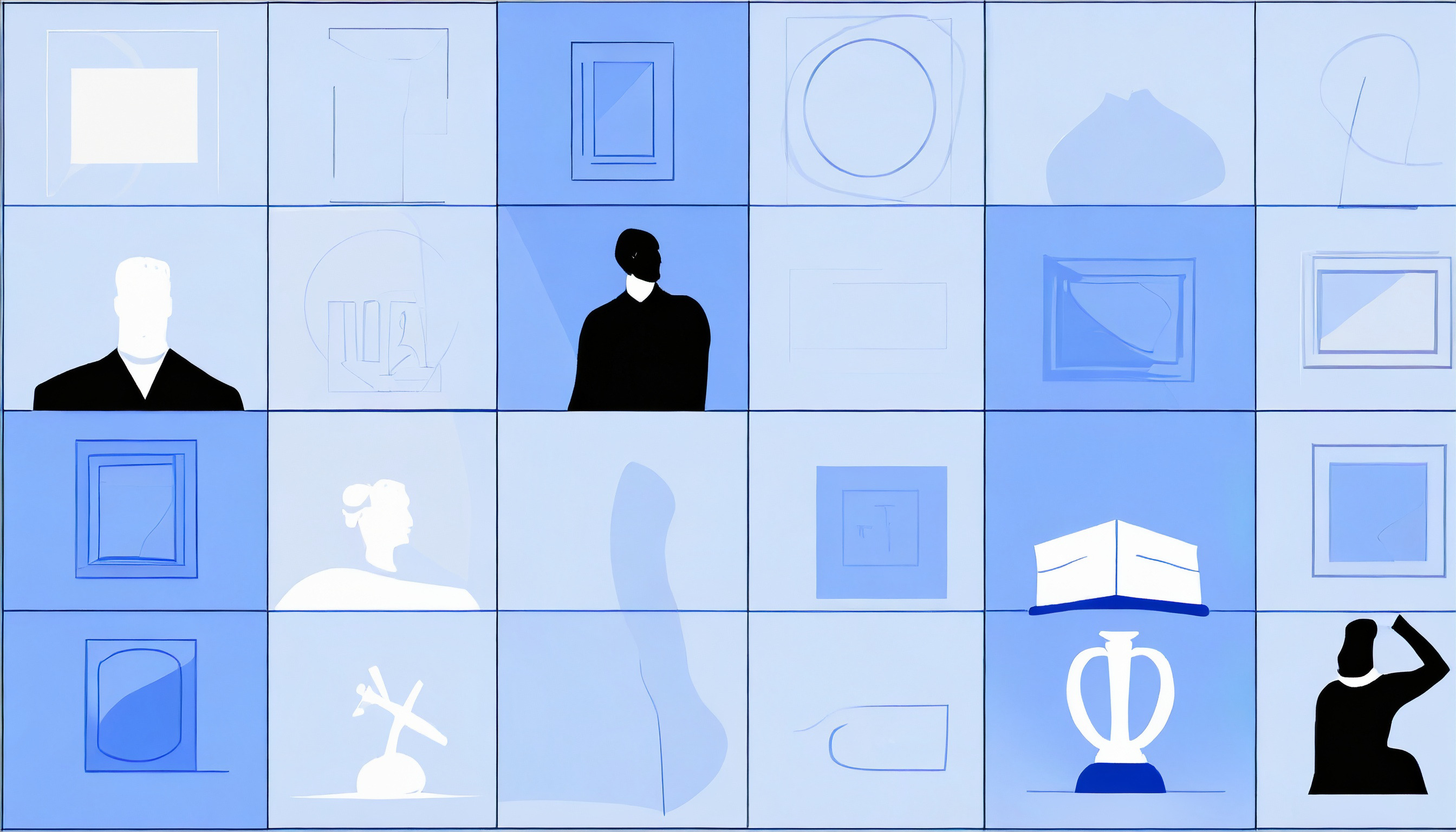 A blue tiled background with silhouettes of people and objects, exploring the concept of bulk email.