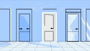A warm room sketch with doors and windows.