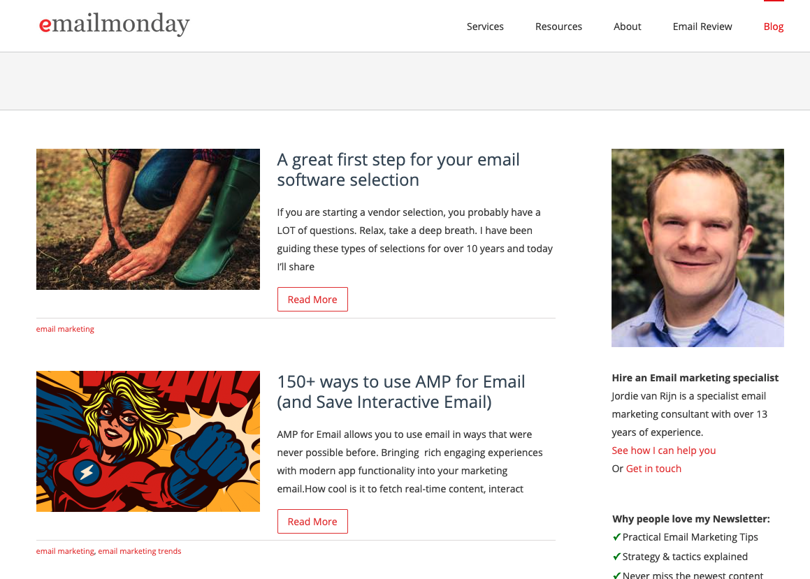 Email Monday blog site in browser