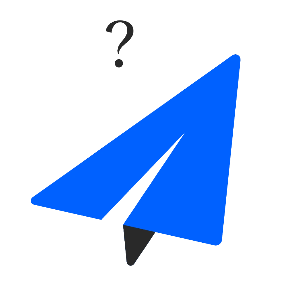 A blue airplane icon representing questions and answers about email warm up