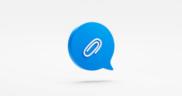 paper clip inside a blue chat icon