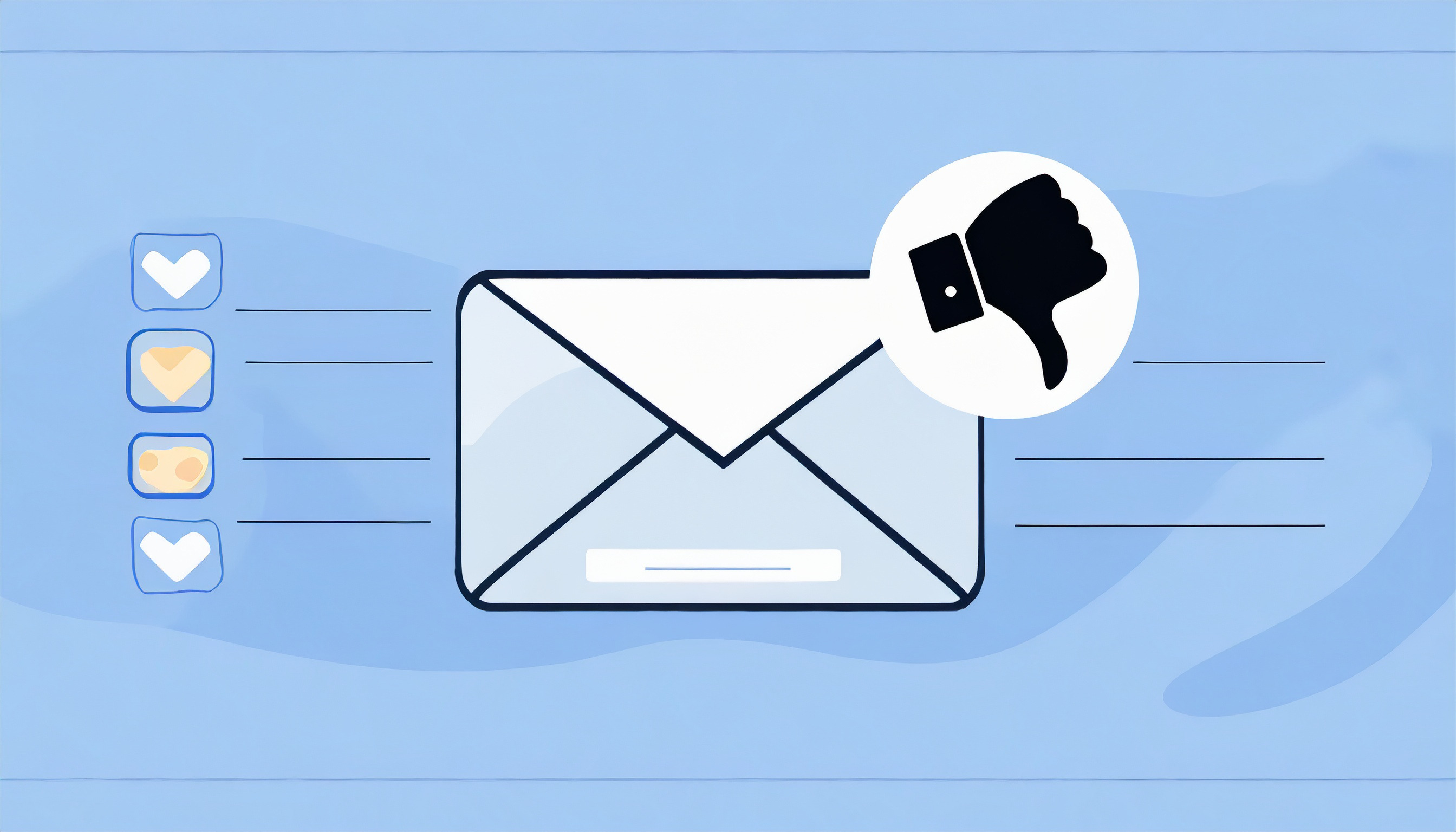 An email with a thumbs up and a thumbs down, without any spam trigger words.