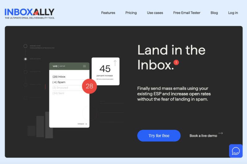 Screenshot of Inbox Ally homepage