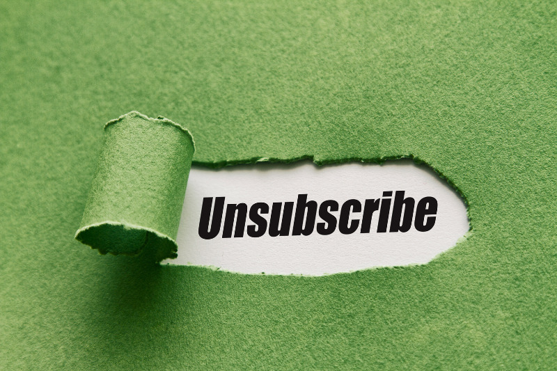 Image with 'Unsubscribe' word highlighted