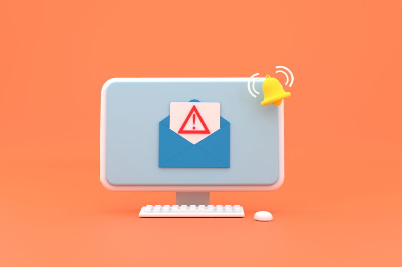 Tela do computador exibindo uma notificação de falha na entrega de e-mail