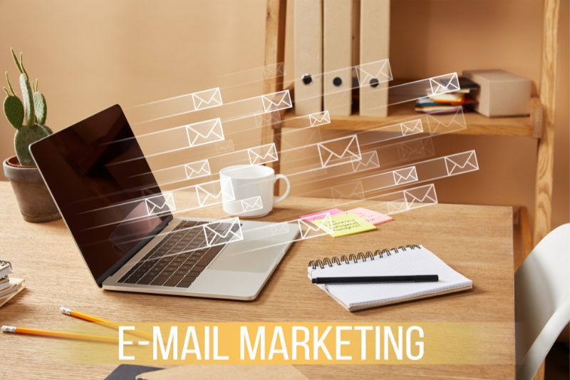 Image of a laptop with "email marketing" content, emphasizing the importance of SPF