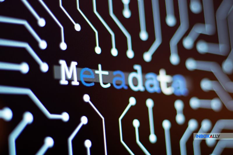 The image displays the word "Metadata" symbolizing data and technology visual echoes themes of email metadata and deliverability, highlighting their interconnected roles in the digital landscape.