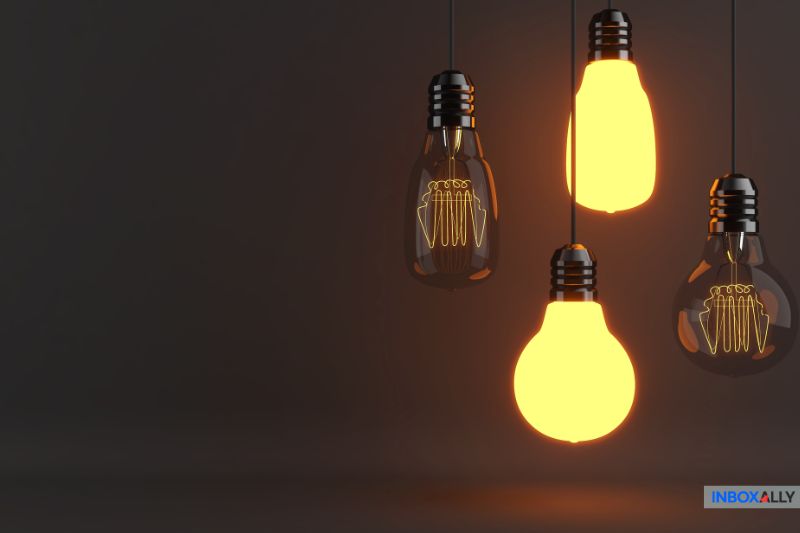 Illuminated light bulbs, symbolizing bright ideas for email marketing lead generation.