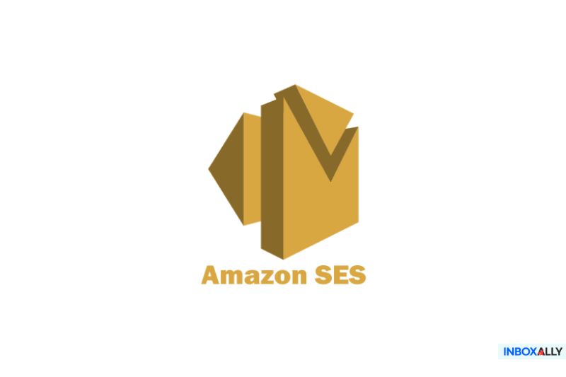O logotipo da Amazon SES, que apresenta um envelope aberto estilizado em dourado com o texto 