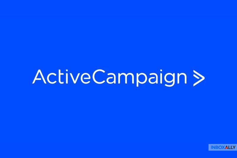 The image showcases the ActiveCampaign logo with text on a blue background and a stylized arrow to the right, highlighting its position as one of the top AWeber alternatives in email marketing solutions.