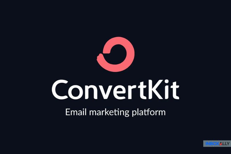 ConvertKit logo with text "Email marketing platform" on a dark background, featuring a pink circular symbol above the text—an intriguing AWeber alternative worth trying for your 2025 marketing strategy.