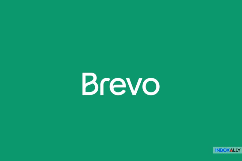 Green background with white text reading "Brevo." A small logo reading "InboxAlly" is in the bottom right corner, highlighting innovative email marketing tools.