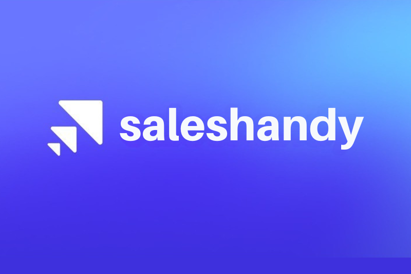 Saleshandy logo with a white geometric icon and text on a blue gradient background, ideal for those seeking Instantly alternatives or exploring Instantly competitors.