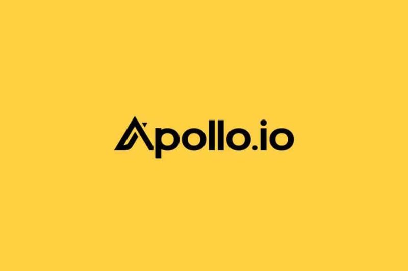 The Apollo.io logo displayed in black text on a solid yellow background, highlighting its focus on seamless outbound email and efficient email workflows.
