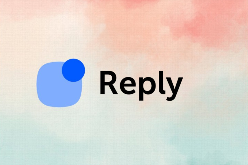 Un cuadrado redondeado azul con un círculo azul más pequeño y la palabra