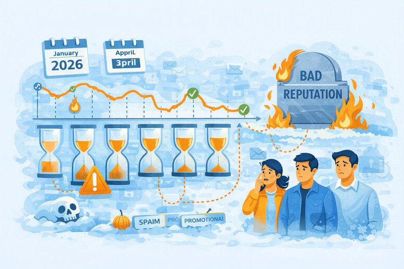 Ilustración que muestra relojes de arena, un gráfico decreciente y una lápida de