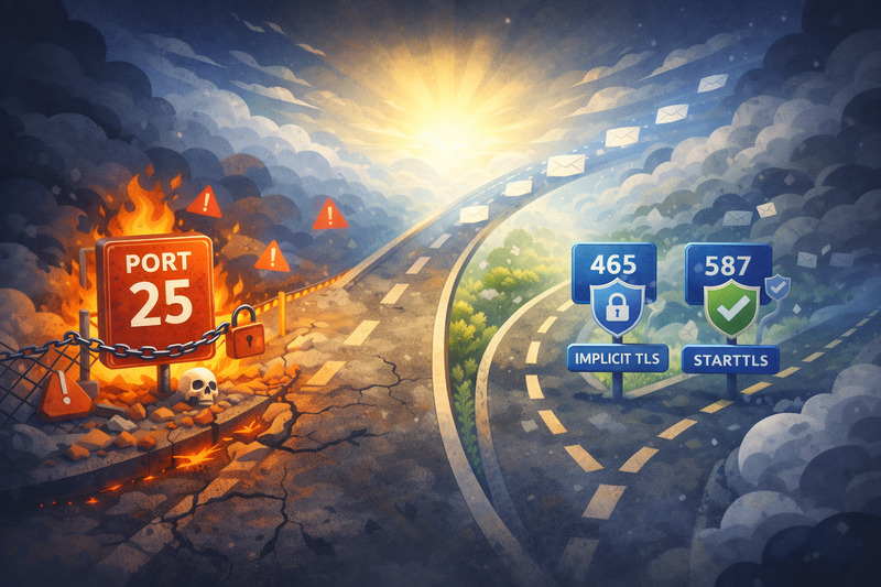 Ilustração de duas estradas: uma marcada como