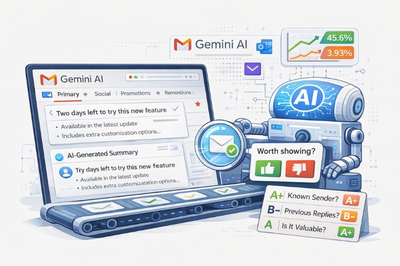 IA na capacidade de entrega de e-mails, analisando a reputação do remetente e as decisões de posicionamento na caixa de entrada