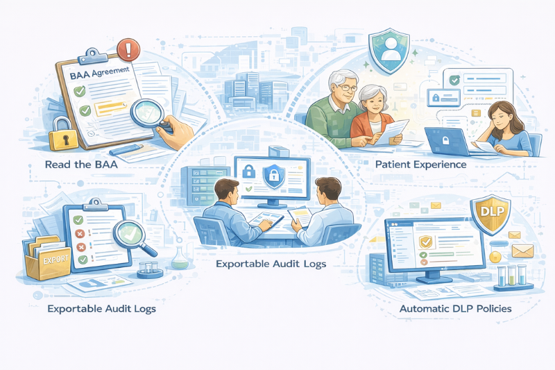 Provedores de e-mail em conformidade com a Hipaa com BAA, registros de auditoria e políticas de DLP