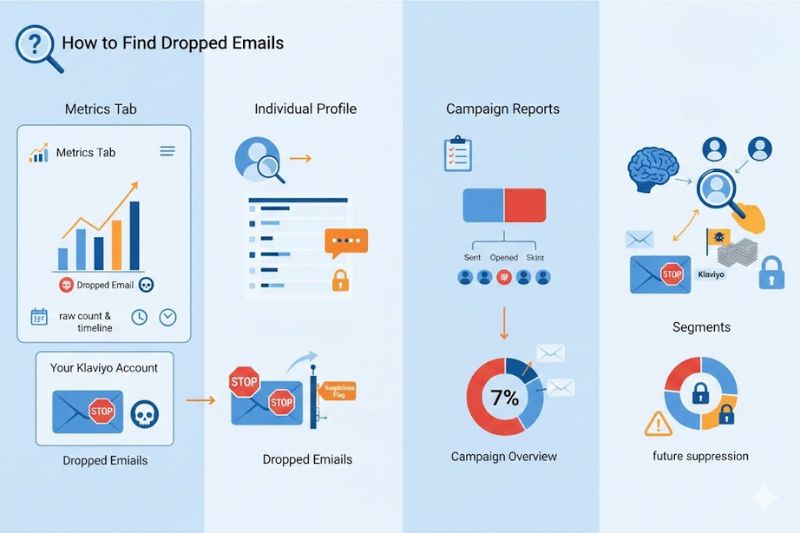 How to find Klaviyo dropped email in metrics and reports