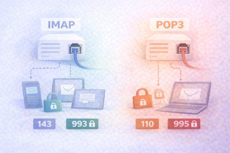 Portas IMAP e POP3 comparadas com as opções de porta smtp