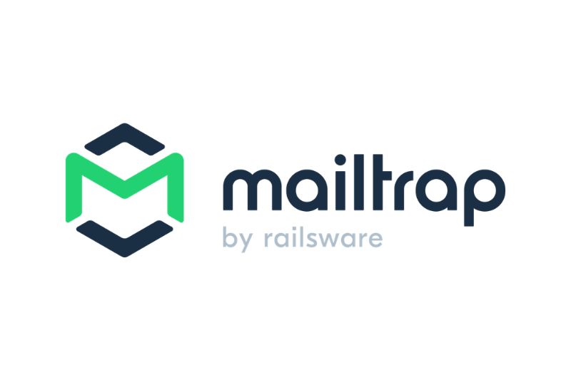 Mailtrap logo featuring a stylized "M" icon in green and navy, with the text "mailtrap by railsware" to the right—an ideal choice among email testing tools and Litmus alternatives.