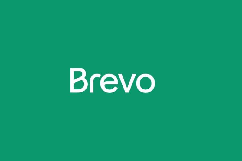 White "Brevo" text logo on a solid green background, representing the best Mailgun alternative.