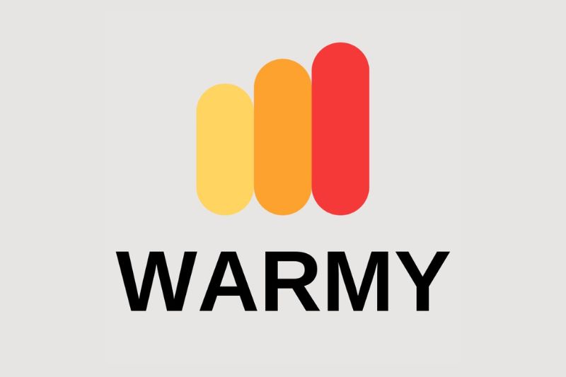 O logotipo da Warmy é mostrado como uma alternativa de caixa de entrada de aquecimento para campanhas de e-mail