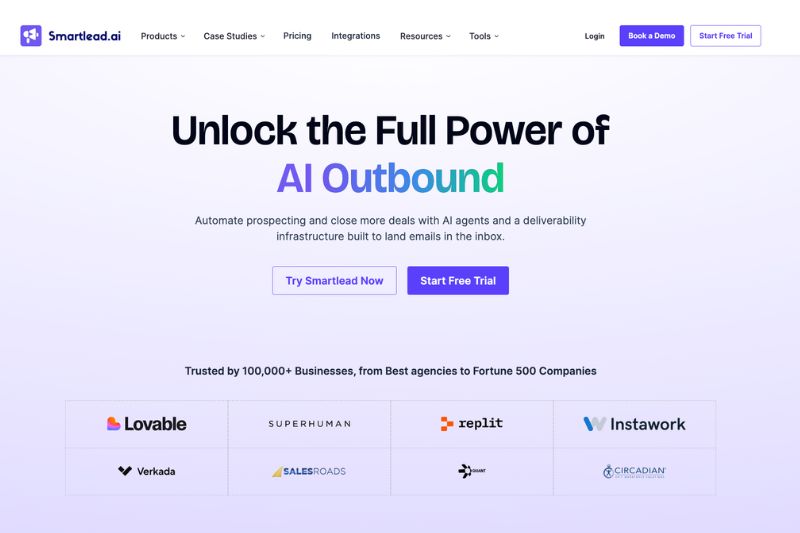 Página inicial da Smartlead.ai com o título
