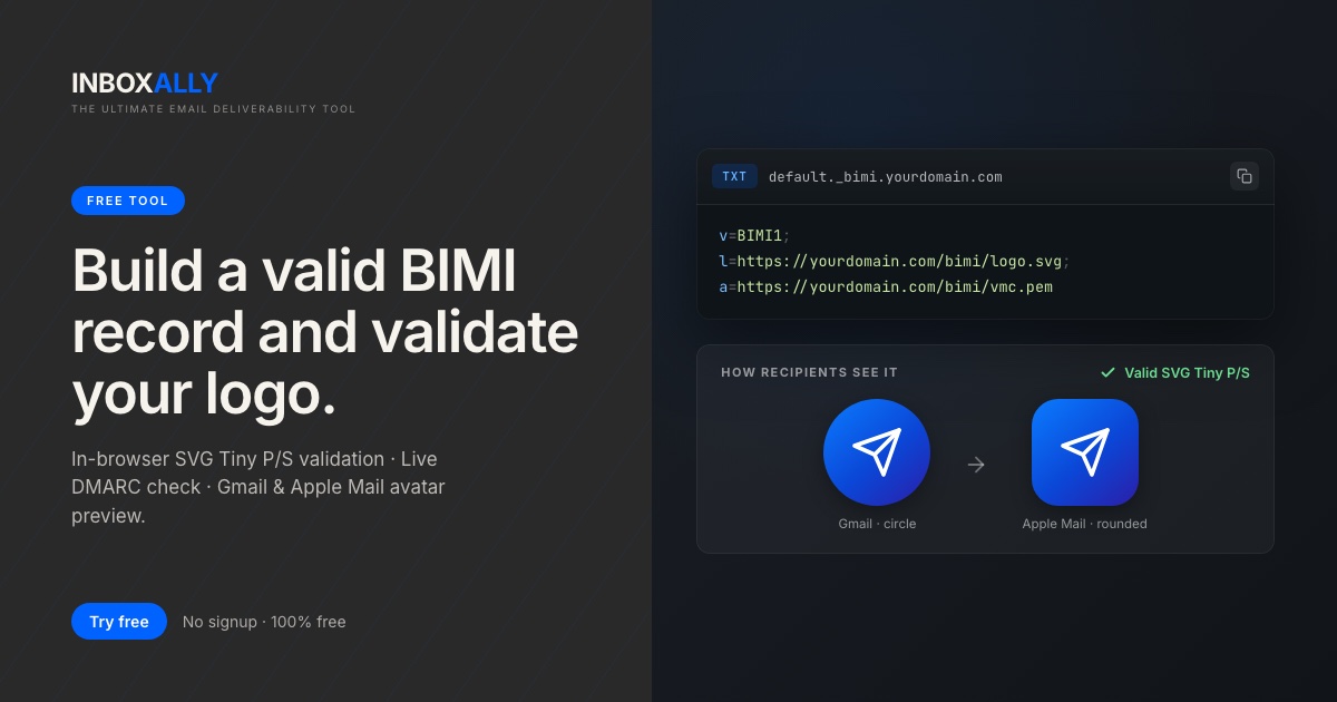 Free BIMI Record Generator — In-Browser SVG Validator & DMARC Check ...