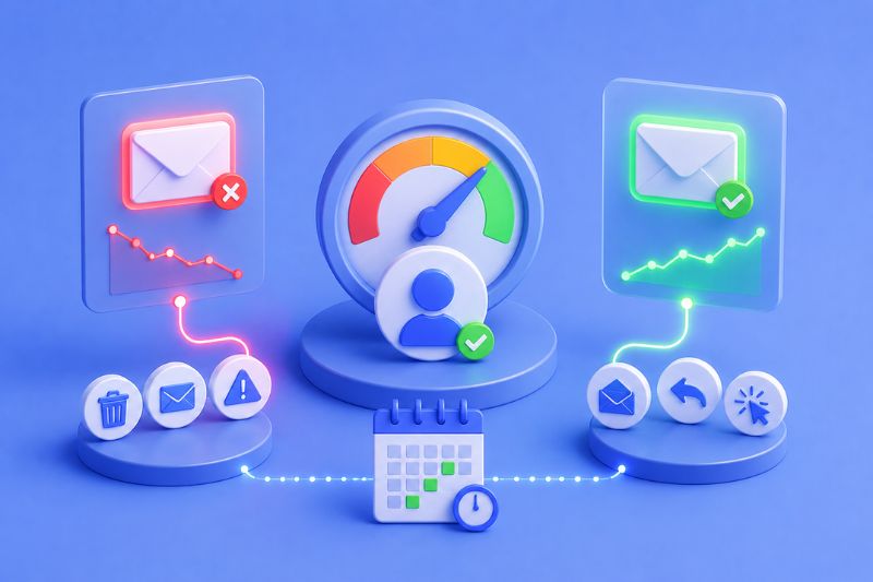 Visual of email engagement signals influencing inbox placement, sender reputation, and long-term deliverability